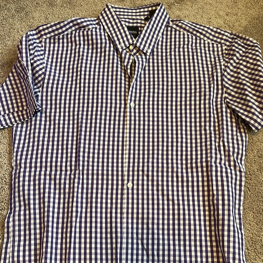Boss purple and White Casual Button Down Shirt